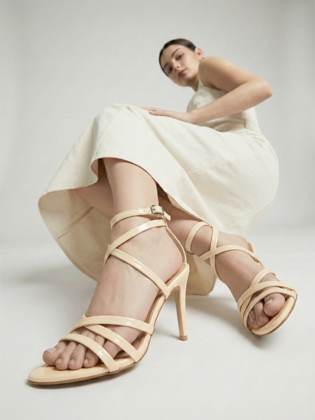 Spool Ankle Sandals - Beige