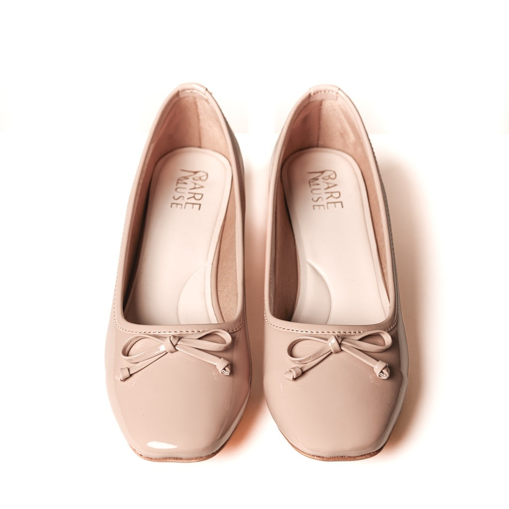Bow Block Heel Pump - Beige