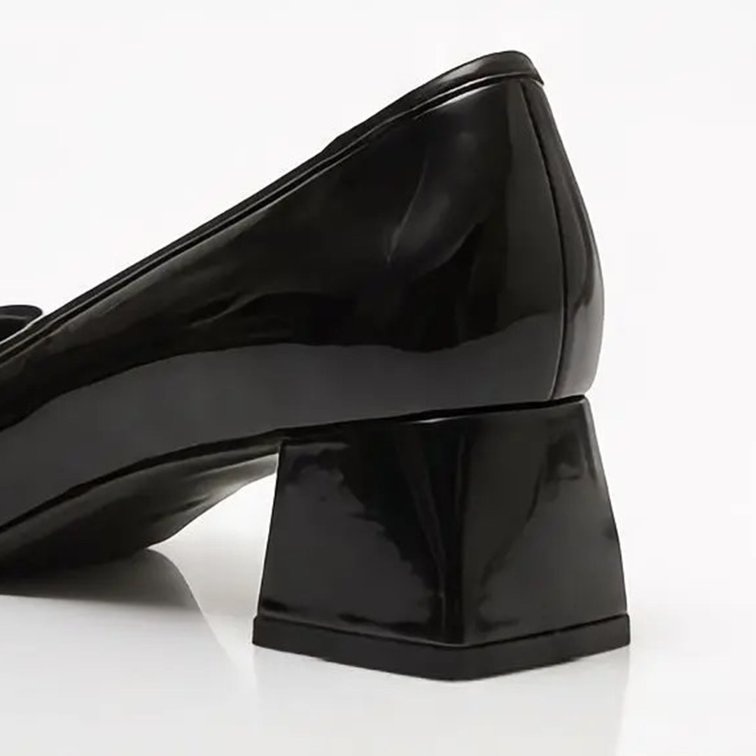 Bow Block Heel Pump - Black