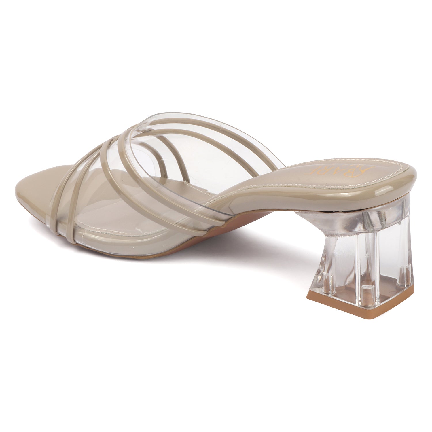Clear Cross String Heel - Nude