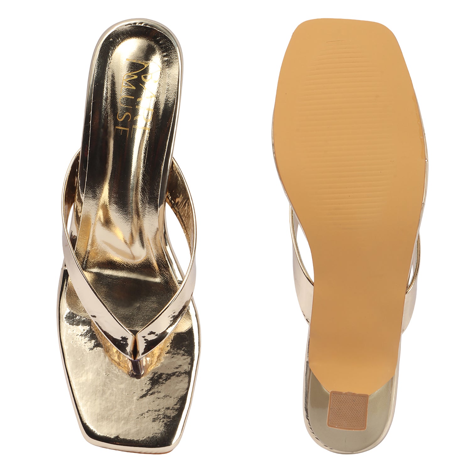 Molten Thong Heel - Golden