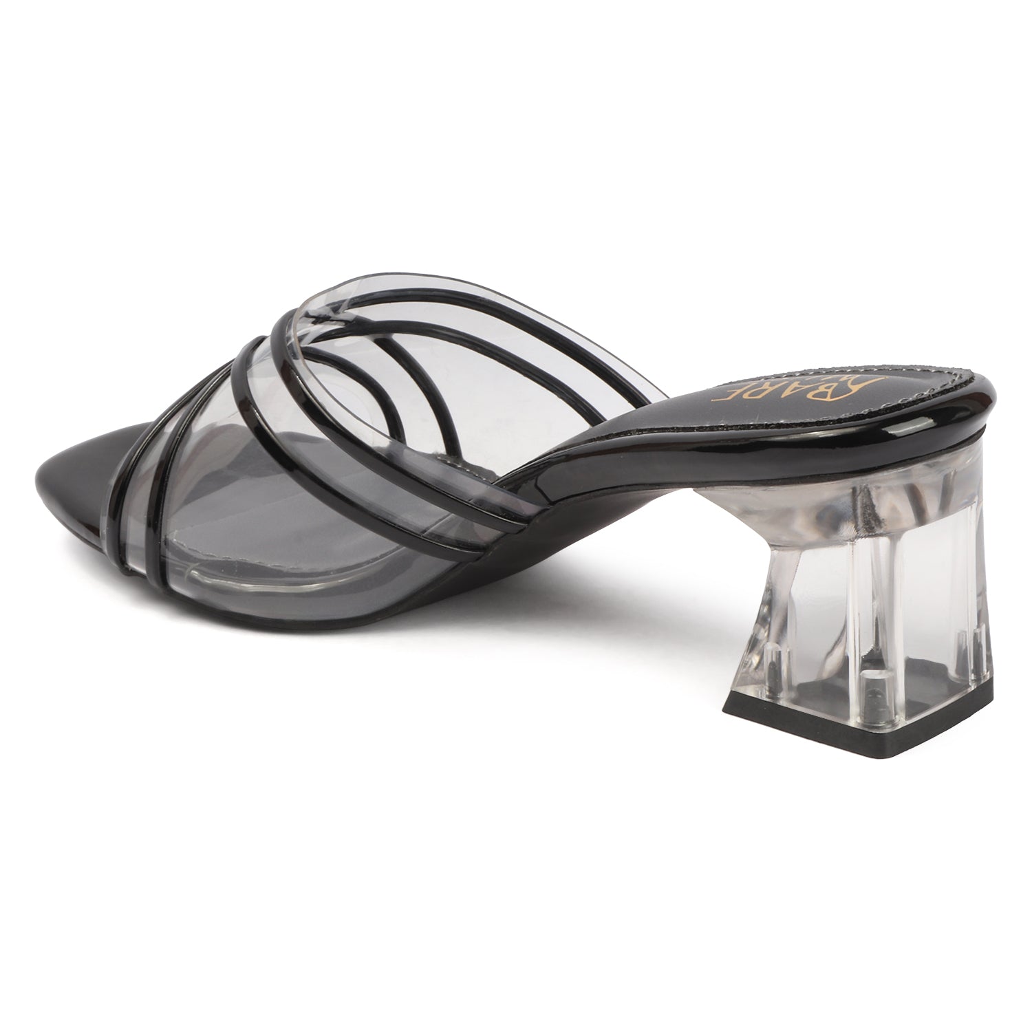 Clear Cross String Heel - Black