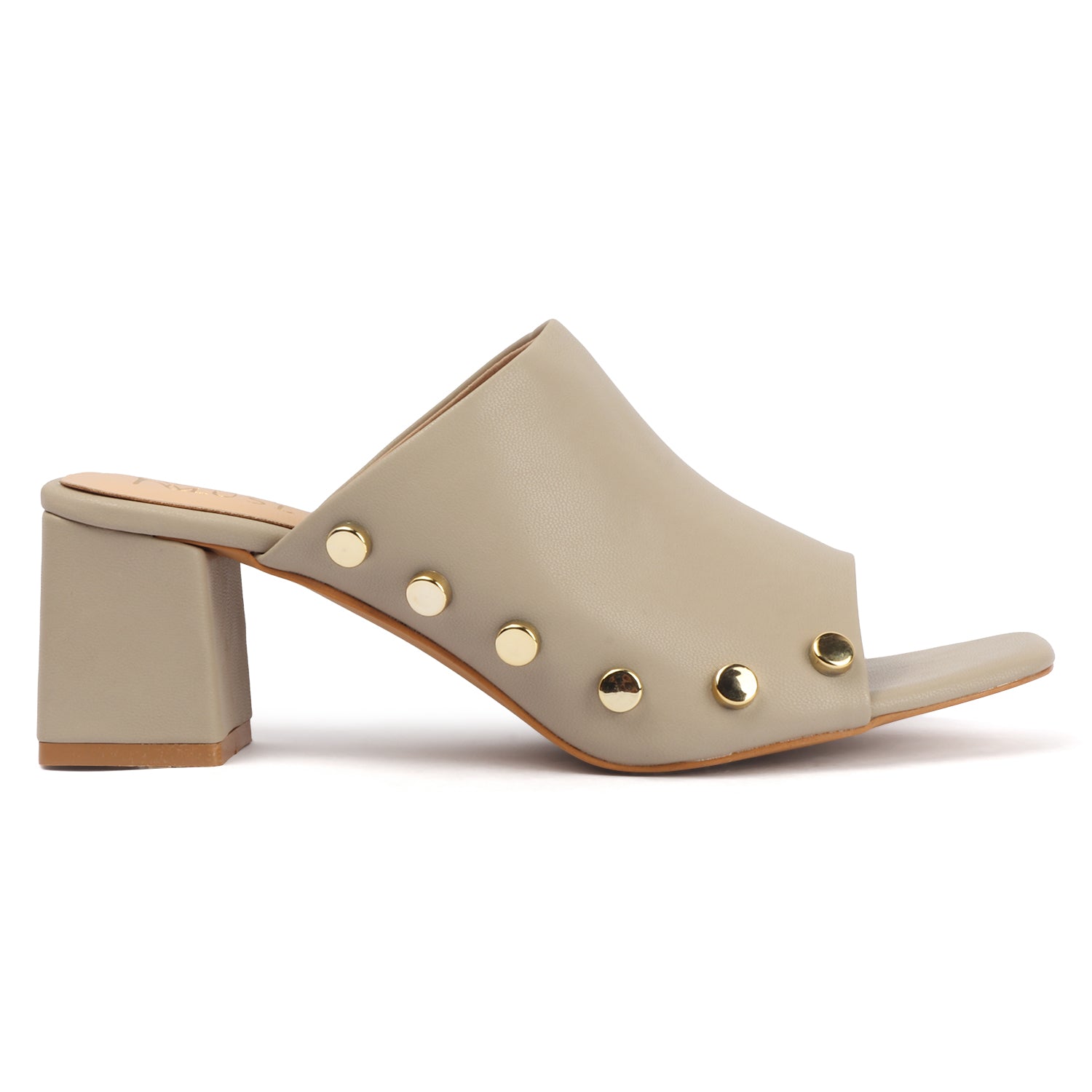 Vamp Stud Mule - Beige