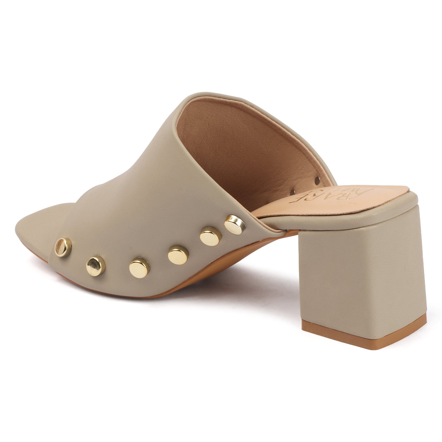 Vamp Stud Mule - Beige