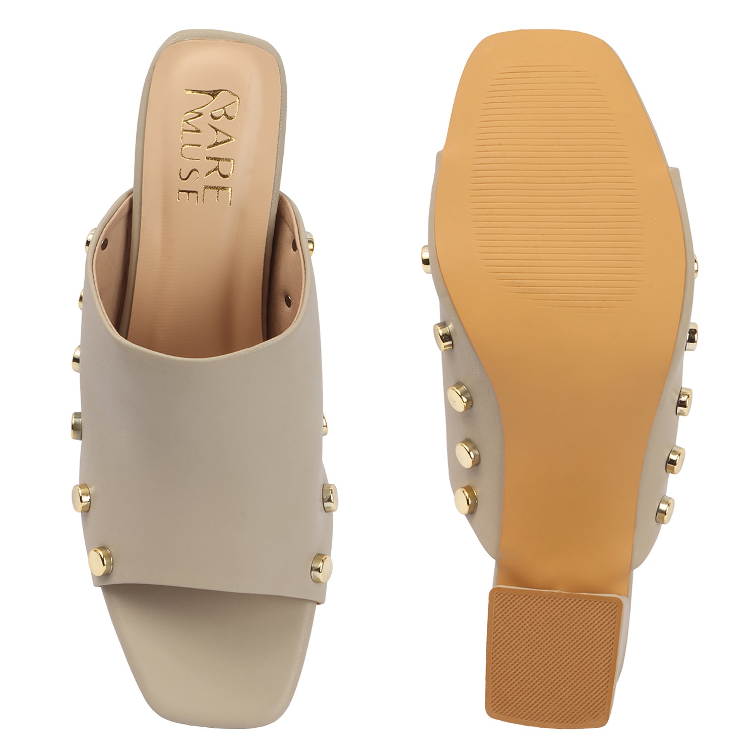 Vamp Stud Mule - Beige