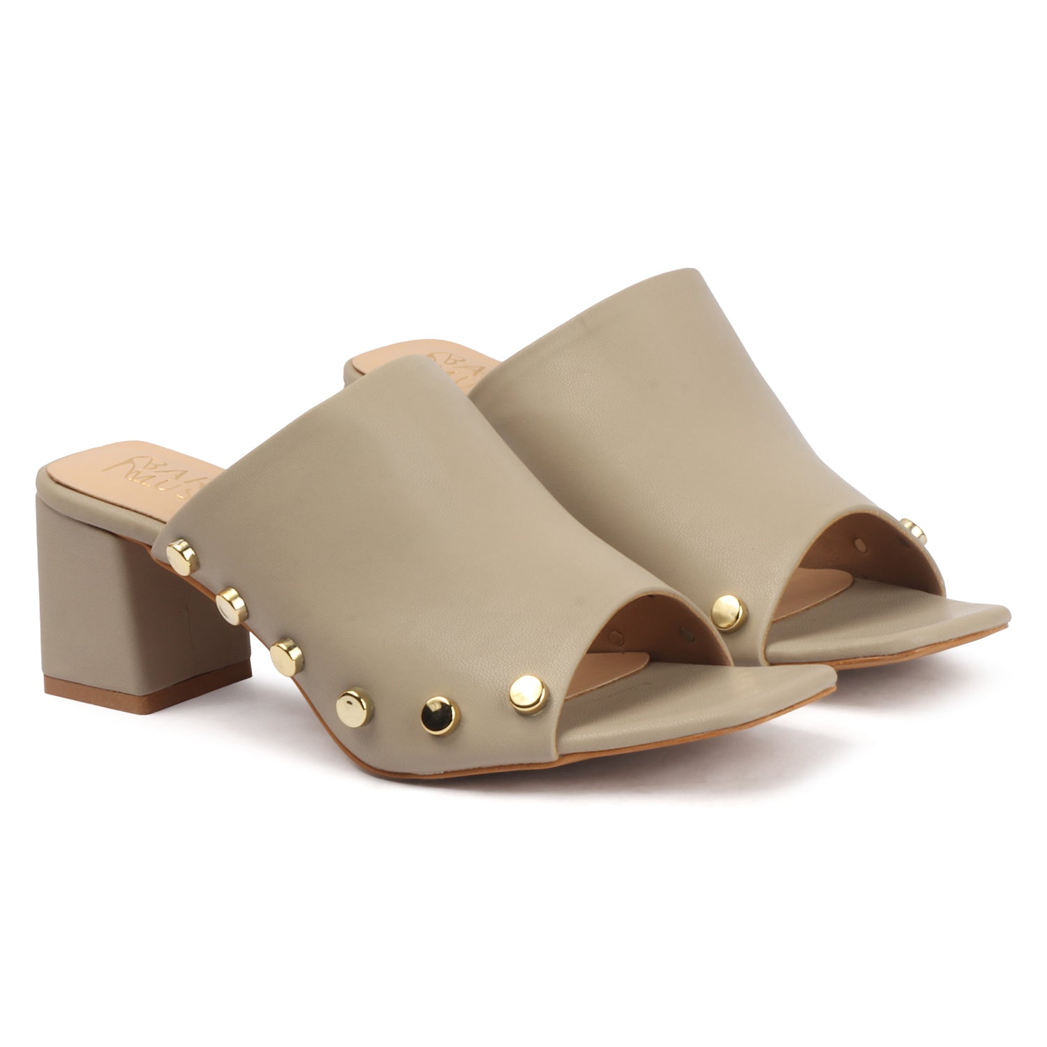 Vamp Stud Mule - Beige