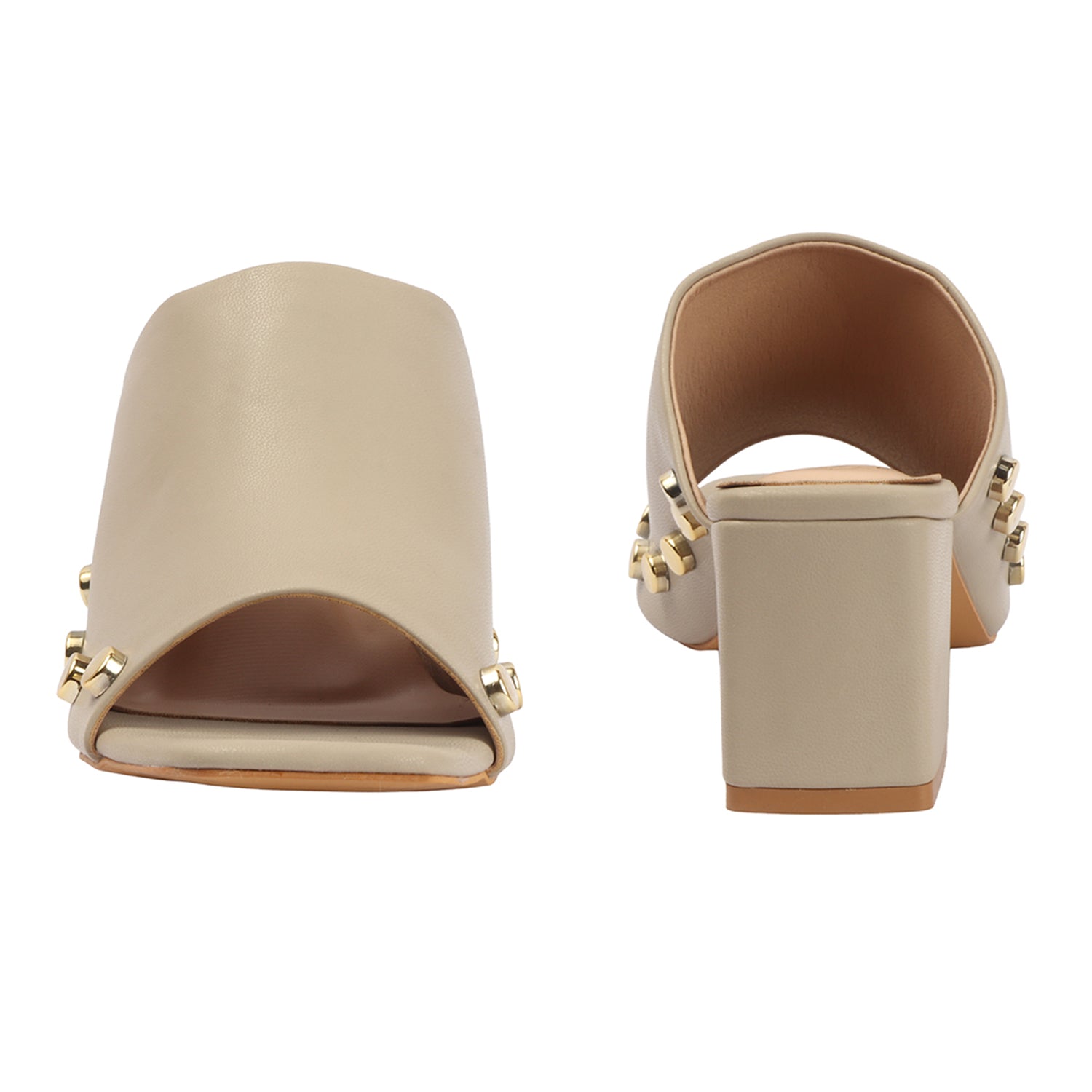 Vamp Stud Mule - Beige