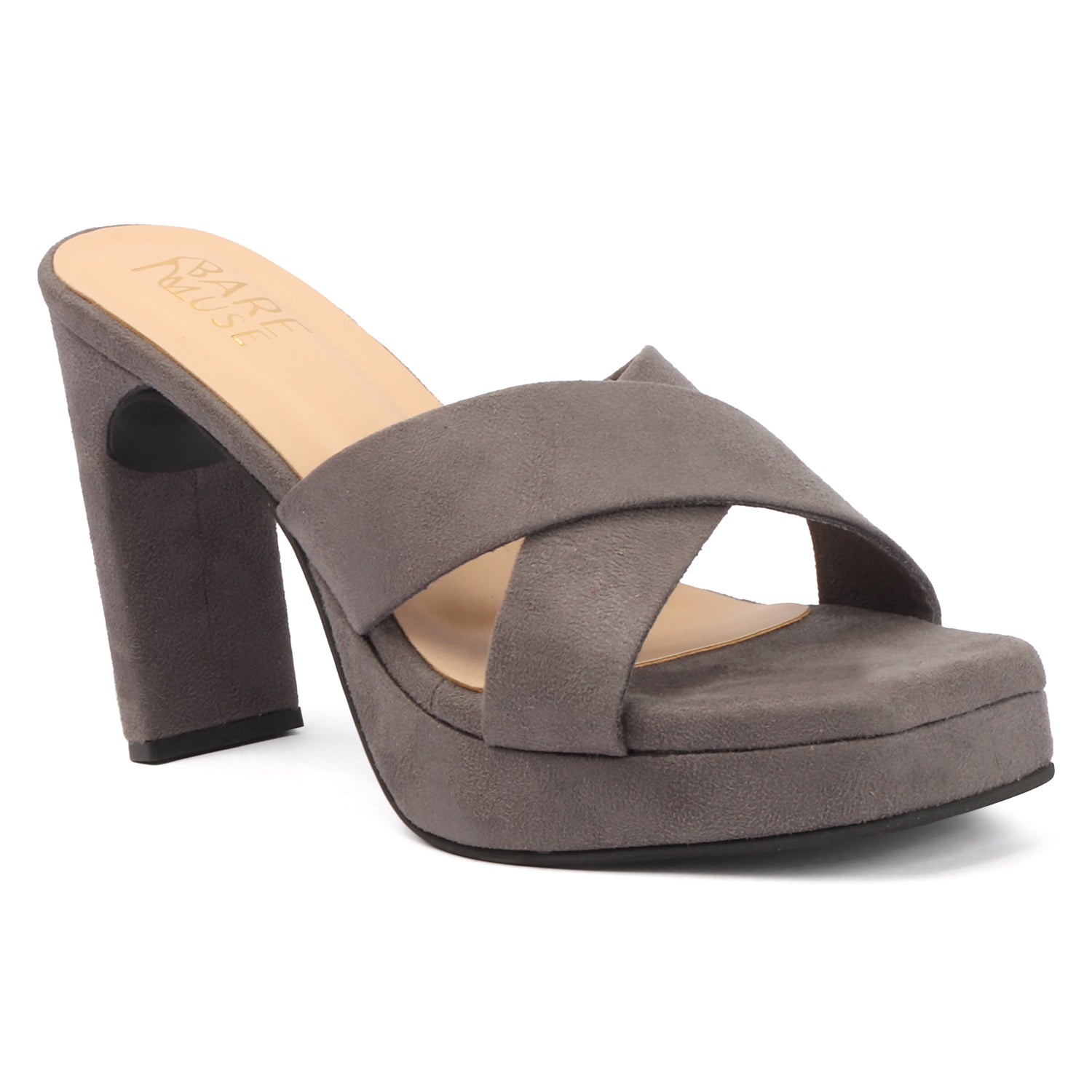 Cross Velvet Platform - Grey