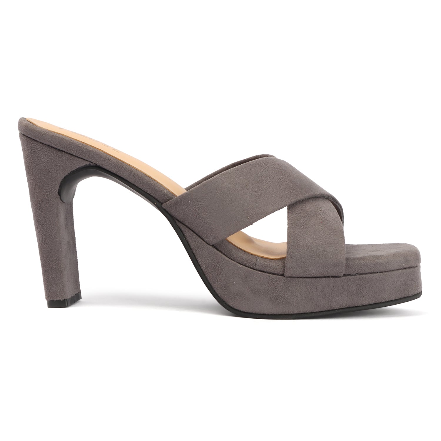 Cross Velvet Platform - Grey