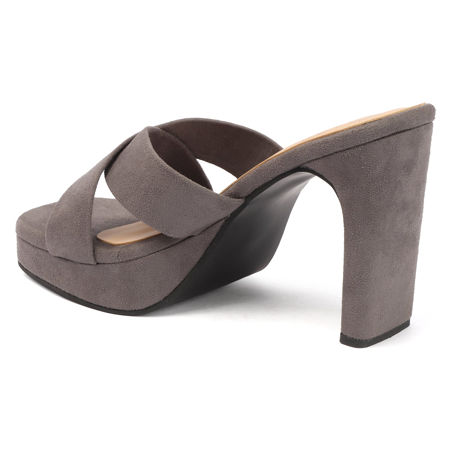 Cross Velvet Platform - Grey