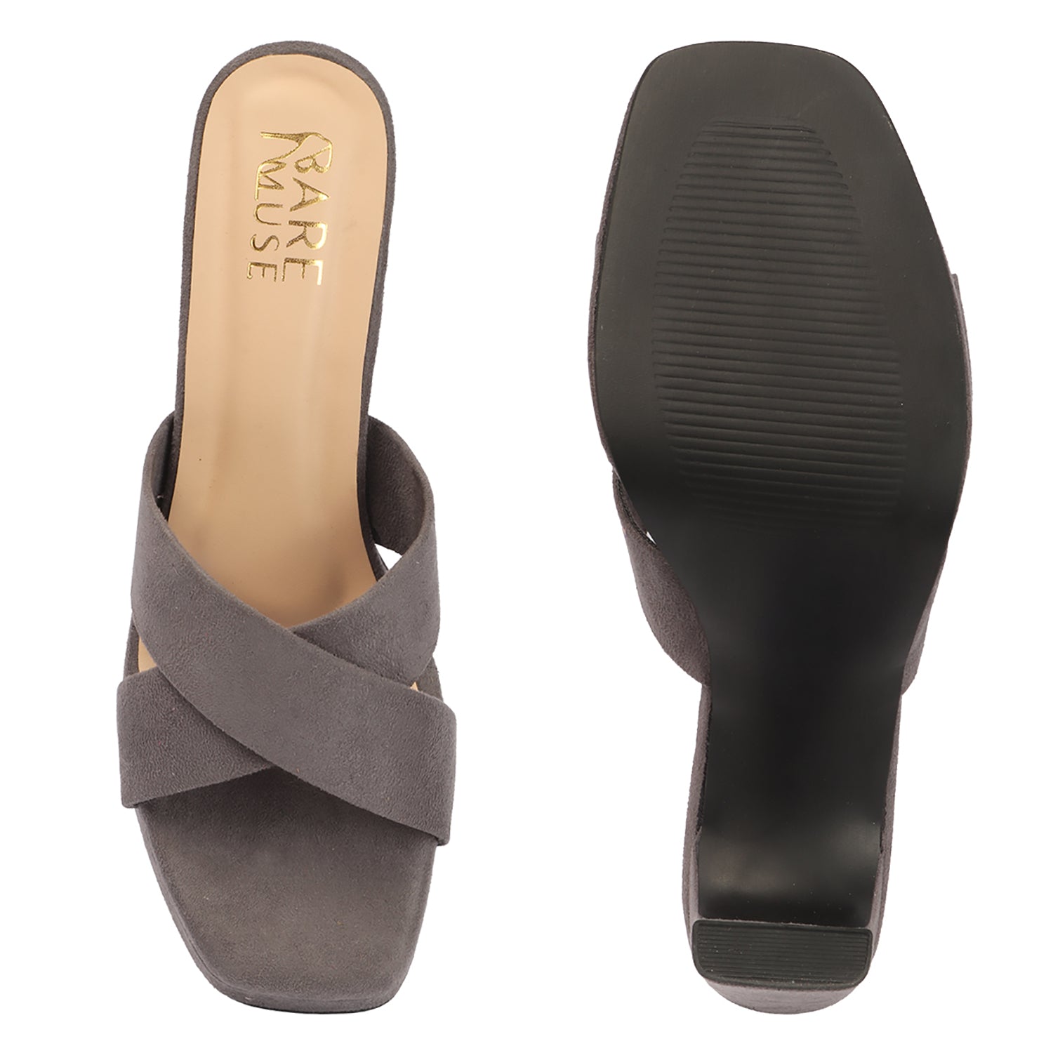 Cross Velvet Platform - Grey