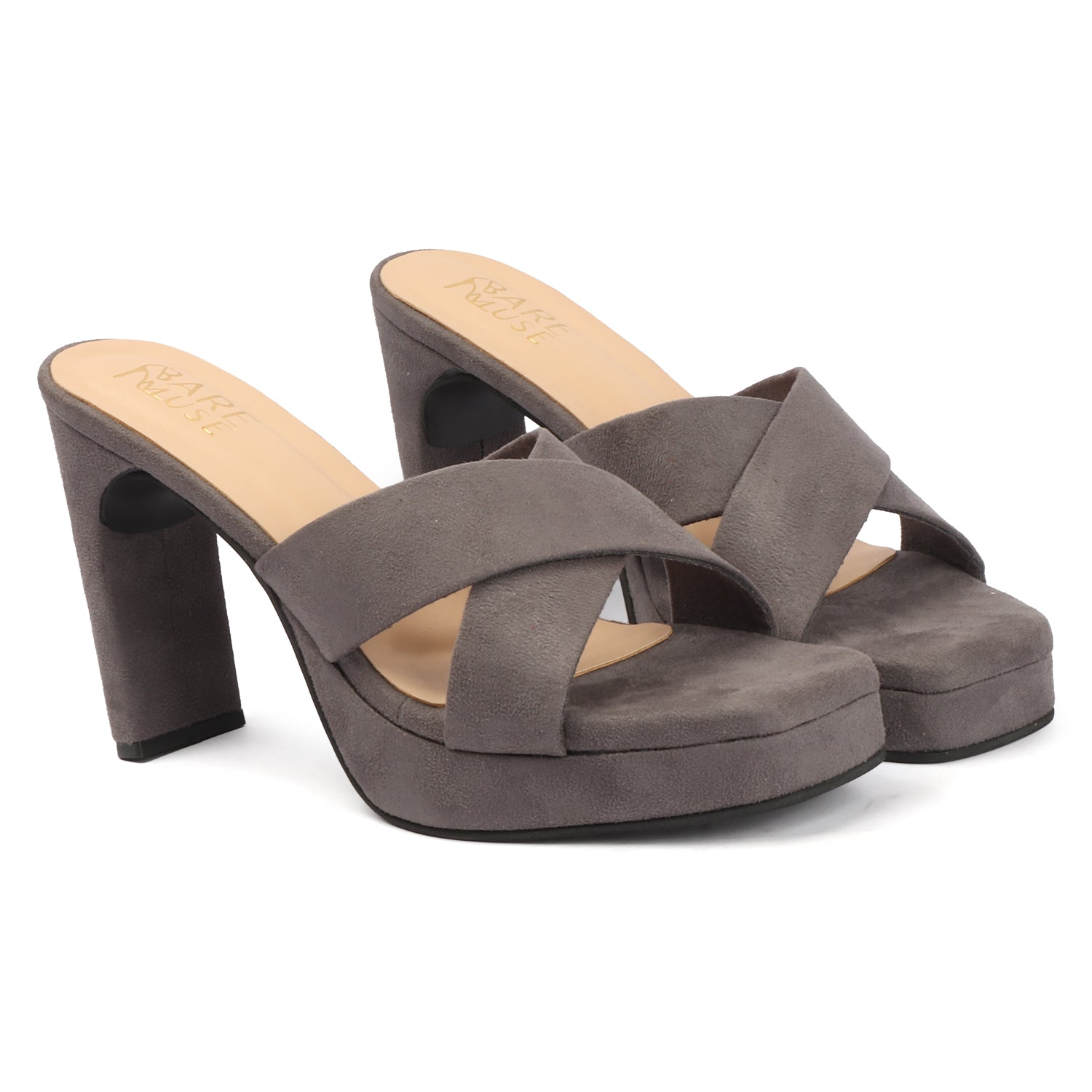 Cross Velvet Platform - Grey