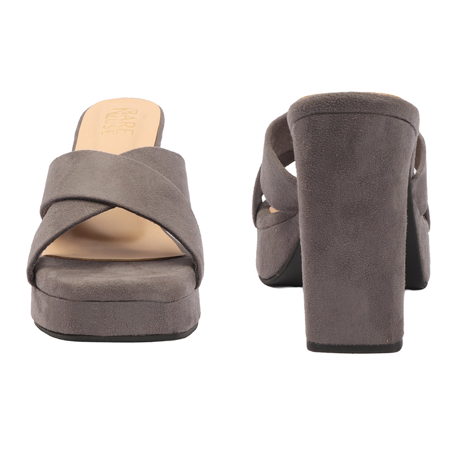 Cross Velvet Platform - Grey