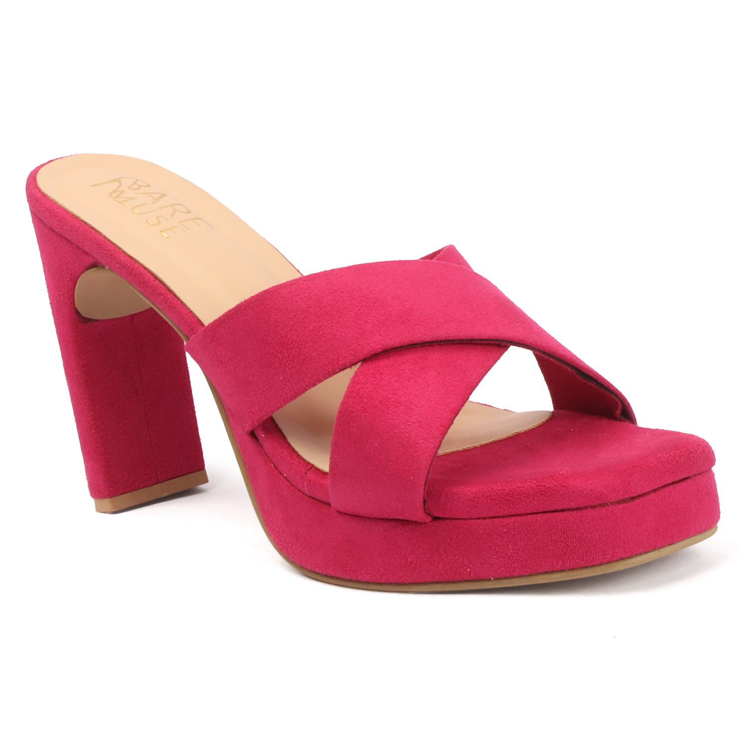 Cross Velvet Platform - Fuchsia