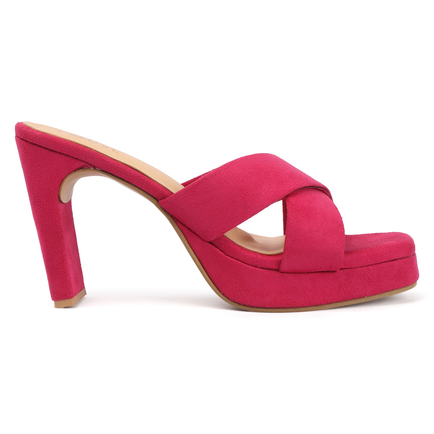 Cross Velvet Platform - Fuchsia