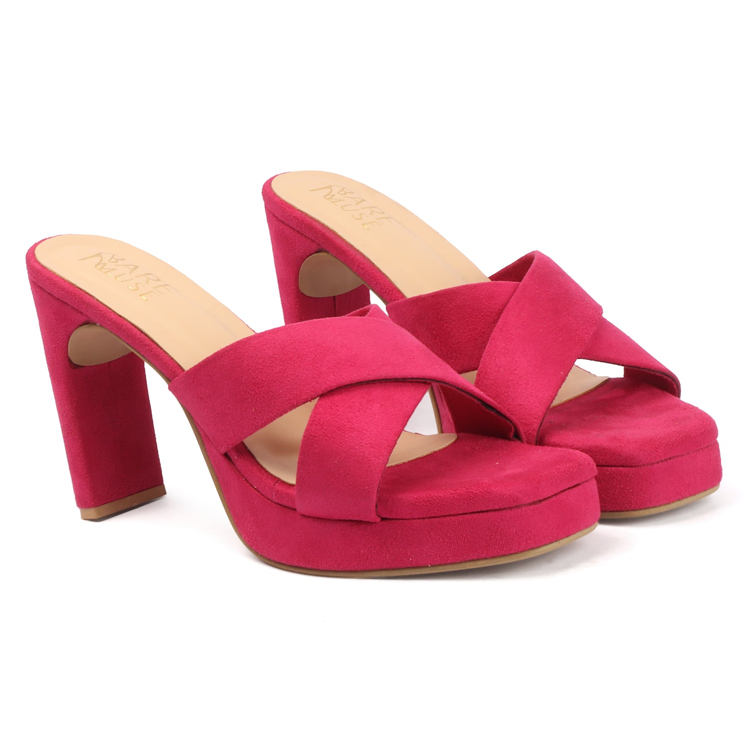 Cross Velvet Platform - Fuchsia