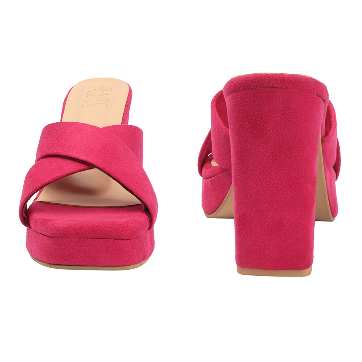 Cross Velvet Platform - Fuchsia