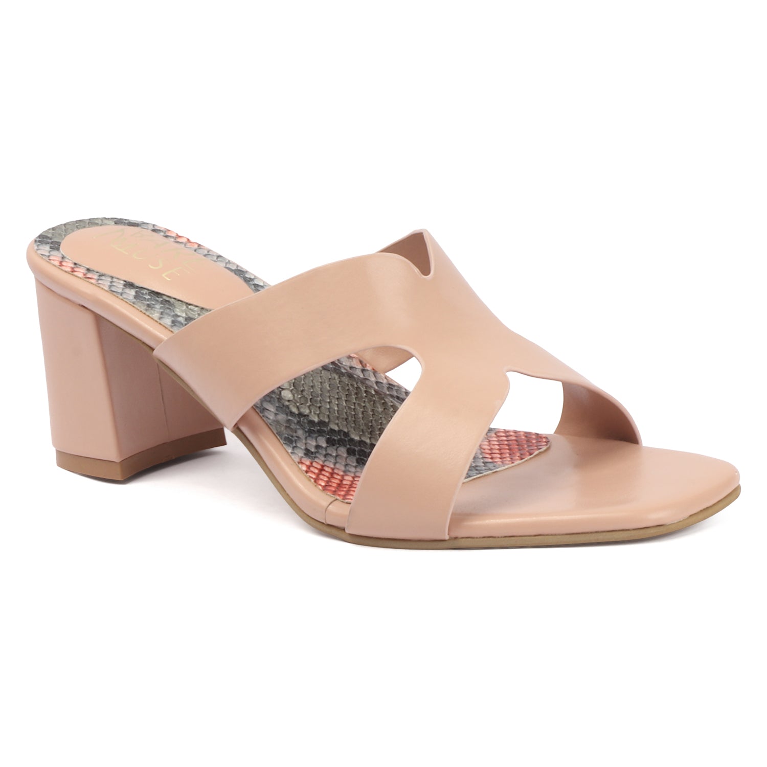 Snake Block Mule - Peach