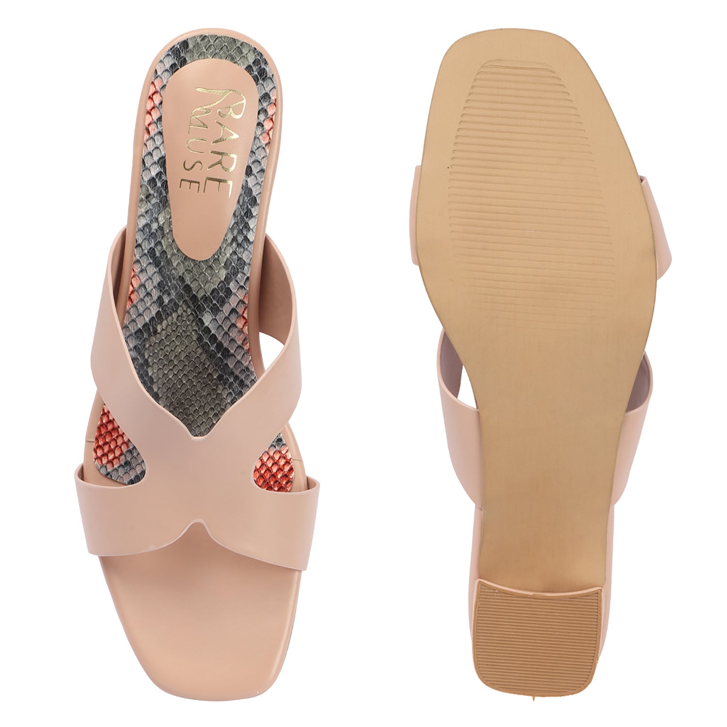 Snake Block Mule - Peach