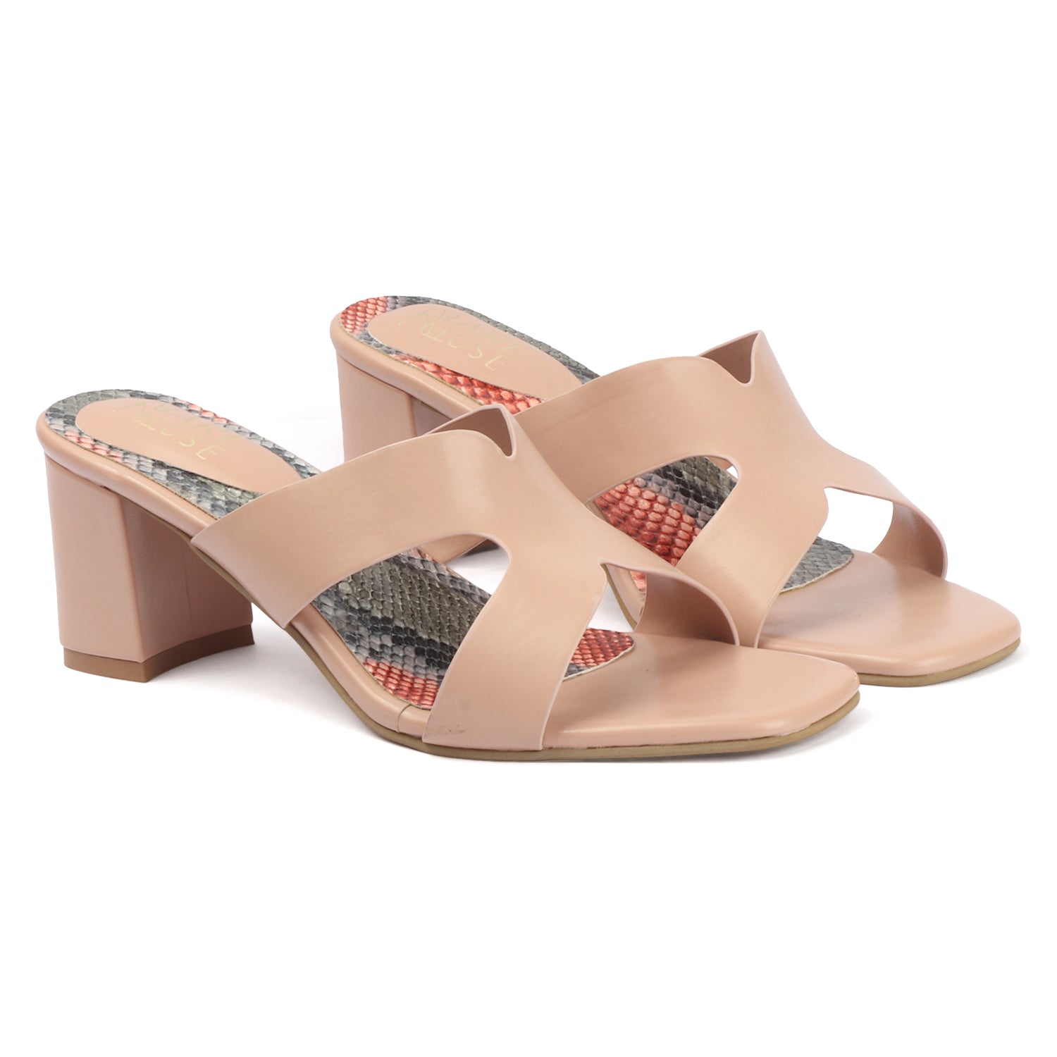 Snake Block Mule - Peach