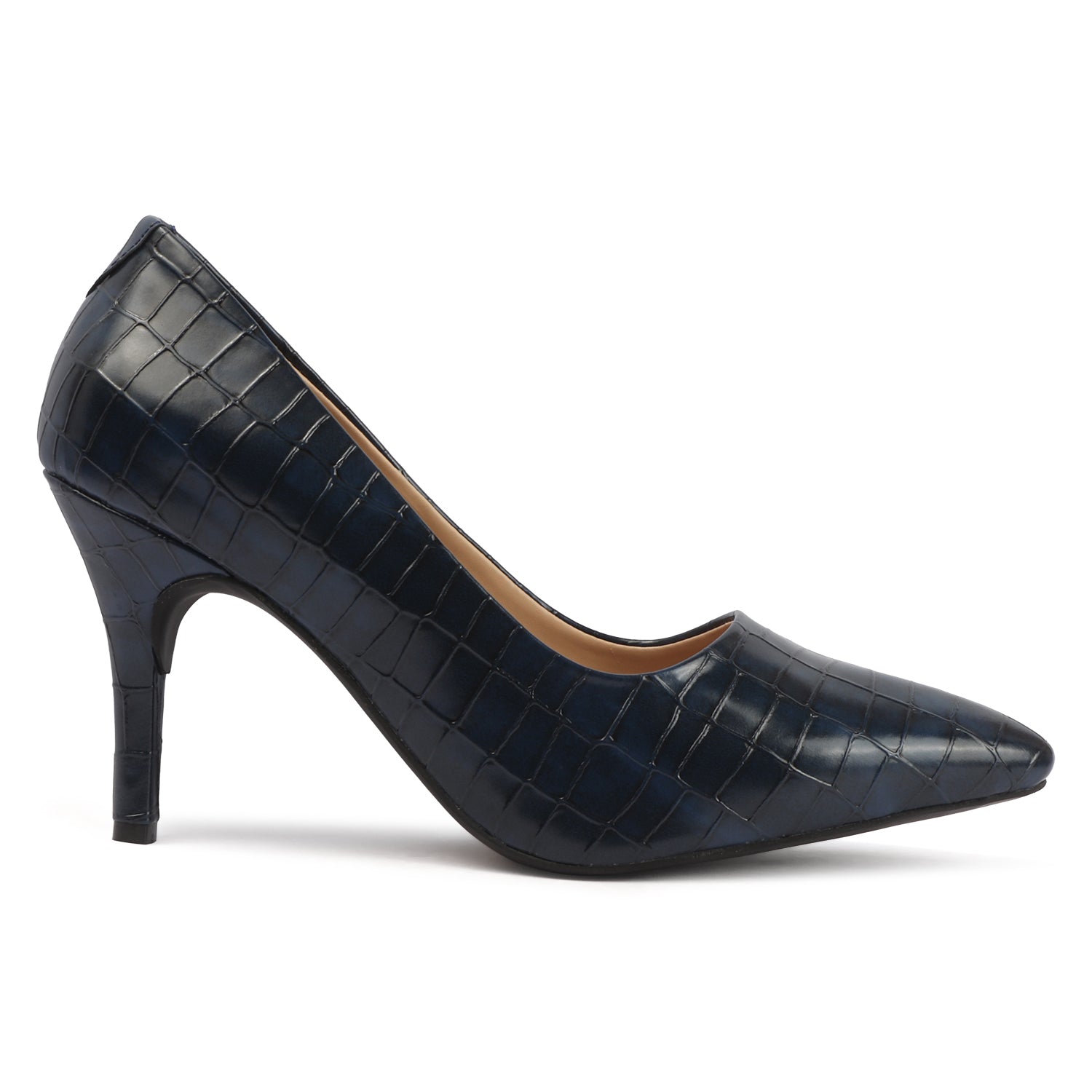 Croc Embossed Pump - Navy
