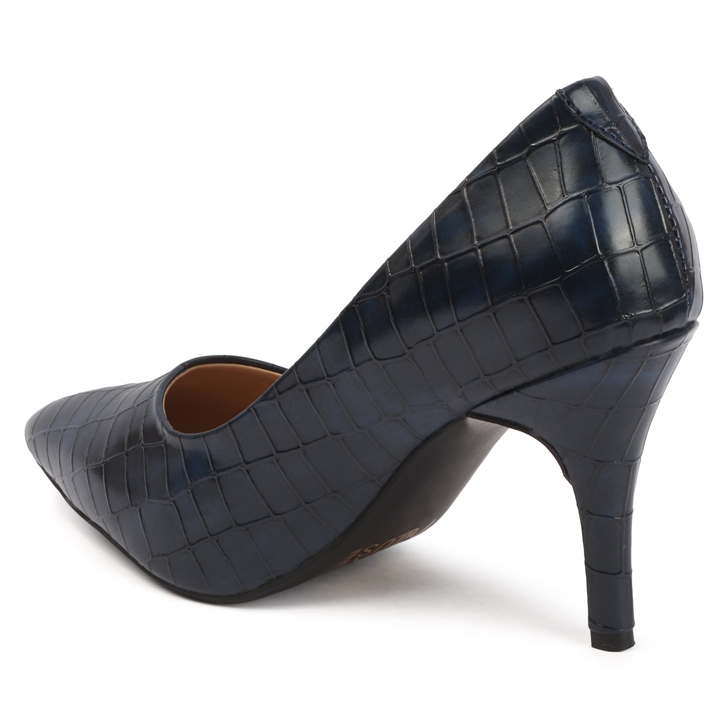 Croc Embossed Pump - Navy