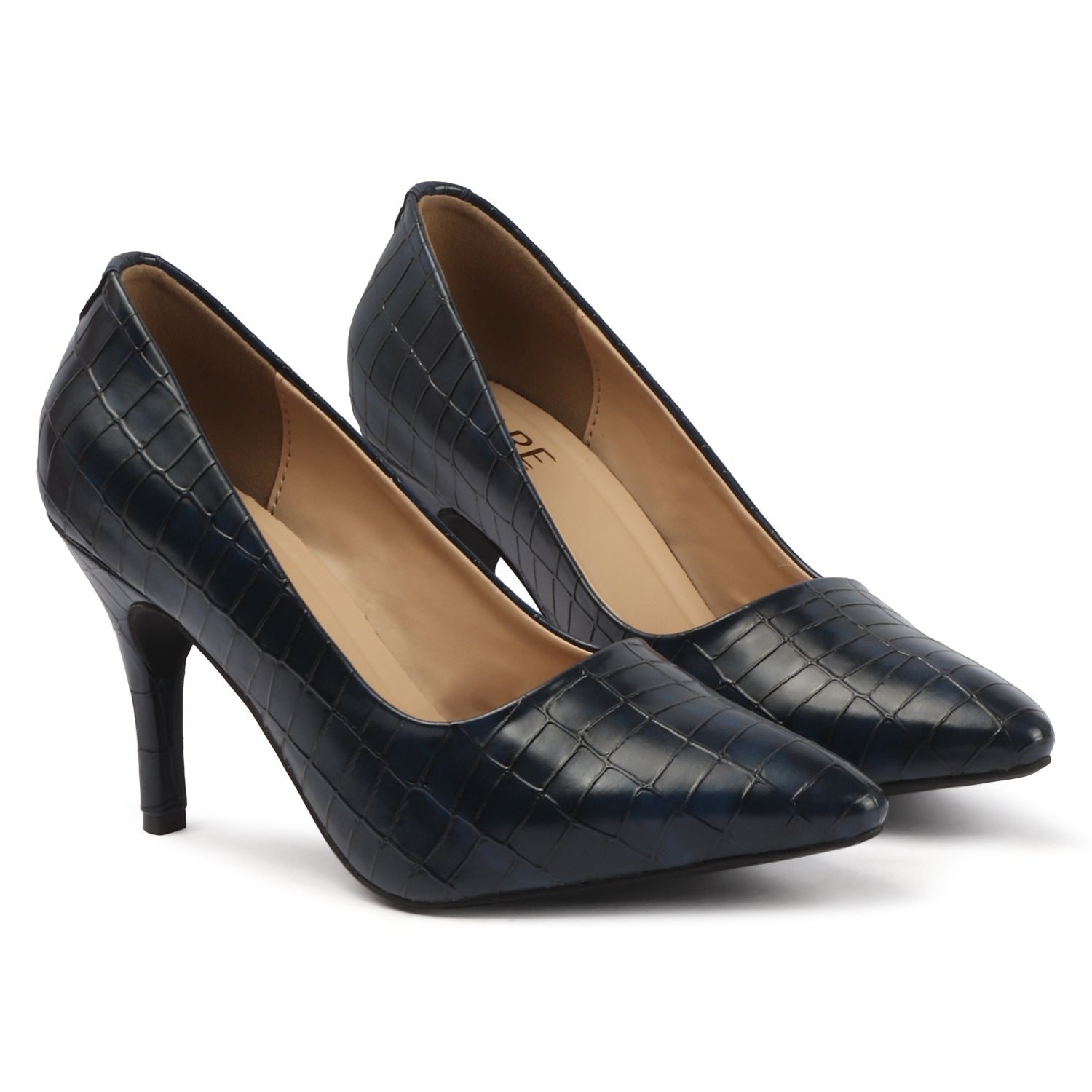Croc Embossed Pump - Navy