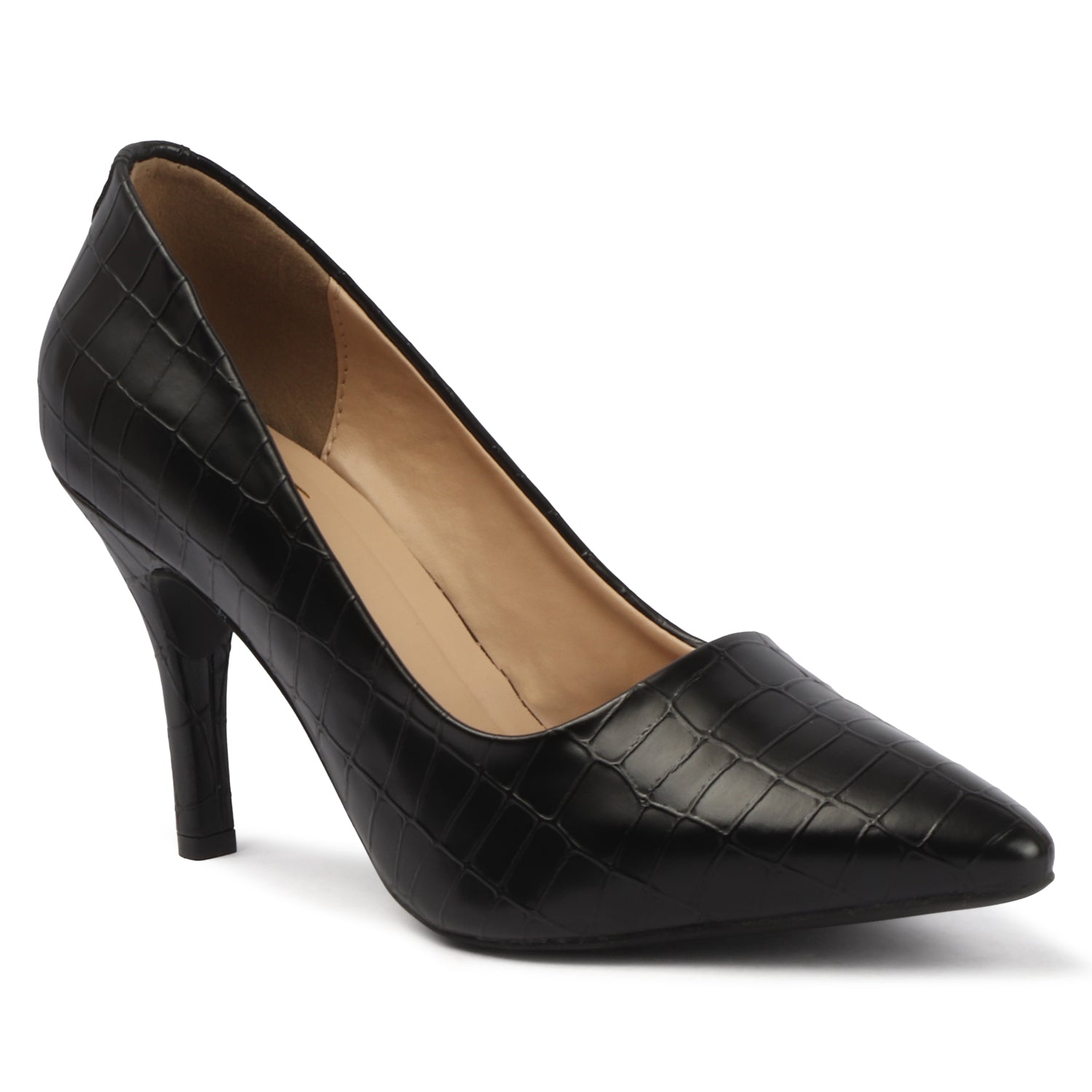 Croc Embossed Pump - Black