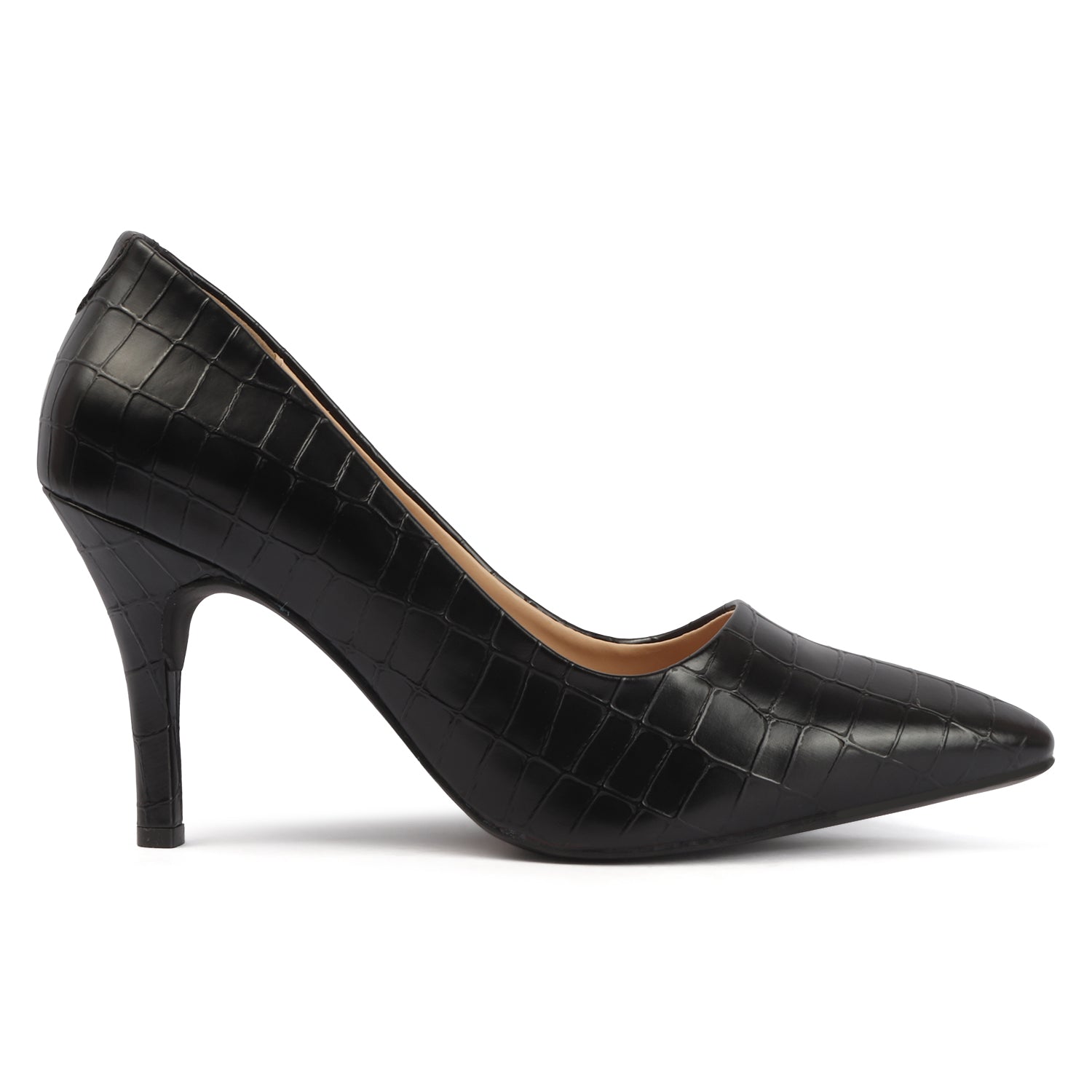 Croc Embossed Pump - Black