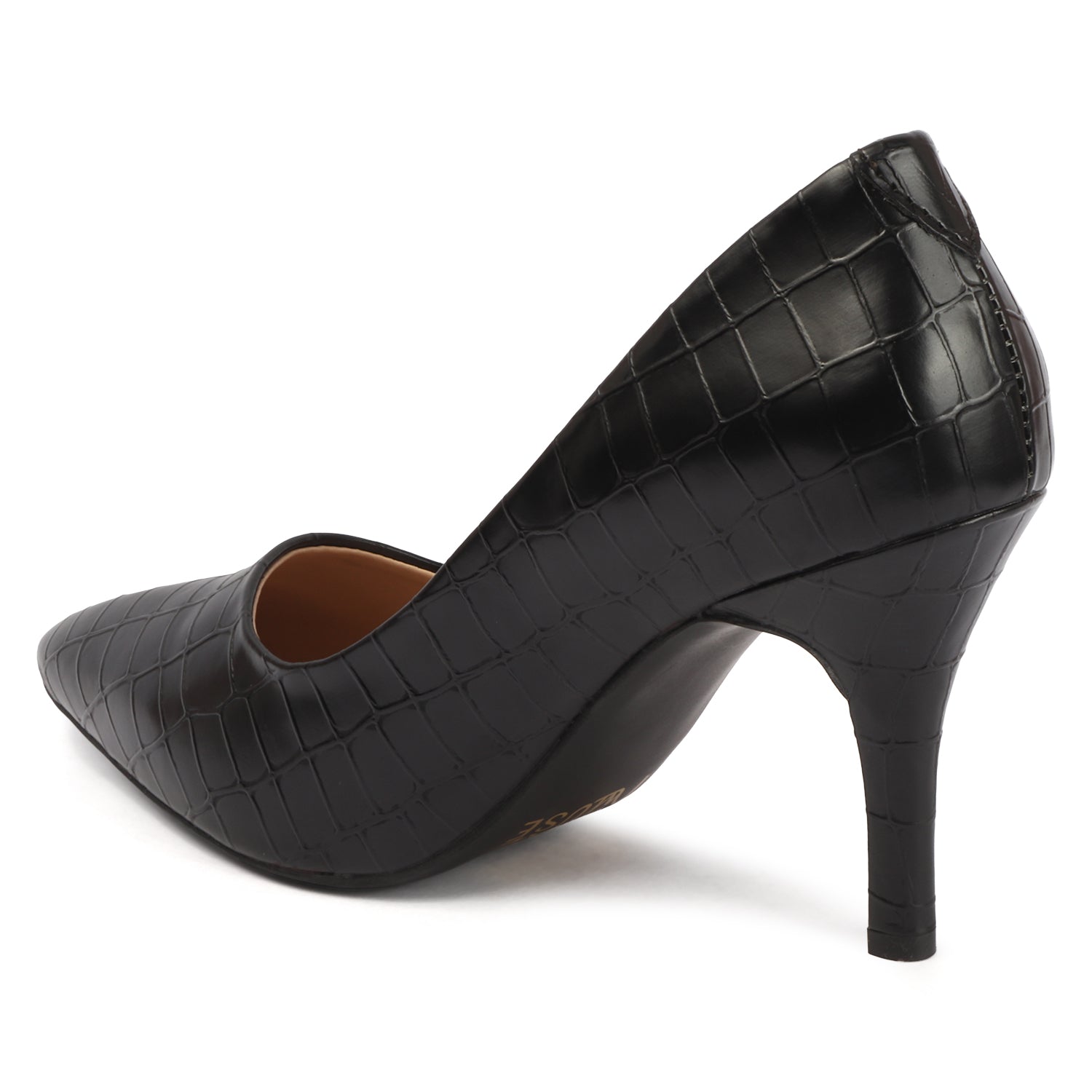 Croc Embossed Pump - Black
