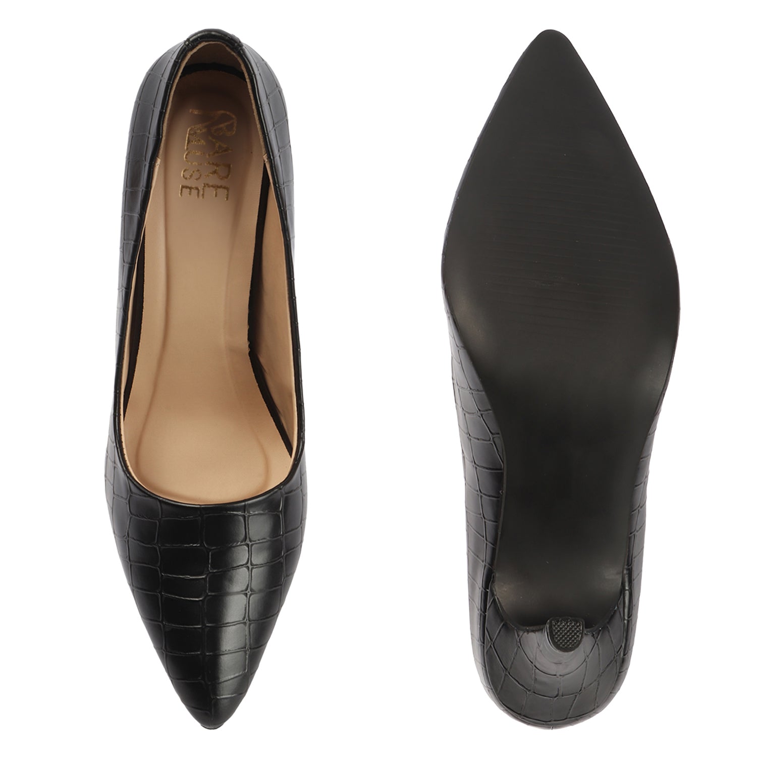 Croc Embossed Pump - Black