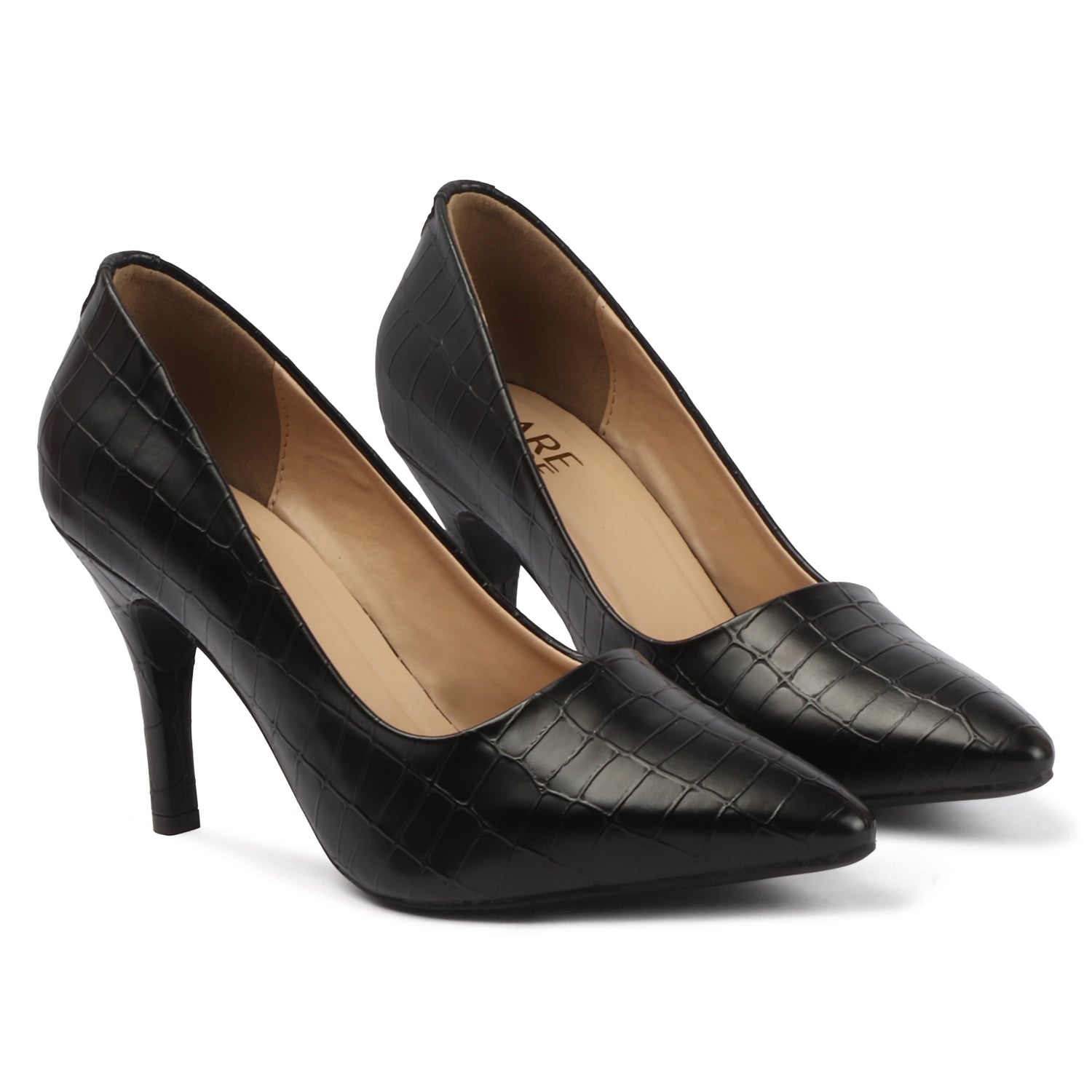 Croc Embossed Pump - Black