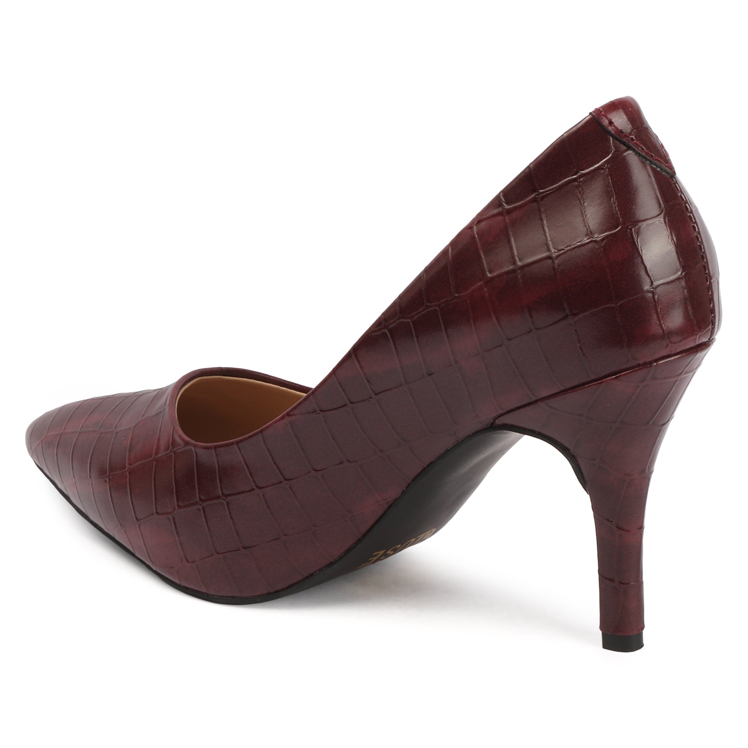 Croc Embossed Pump - Deep Maroon