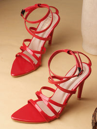 Spool Ankle Sandals - Red