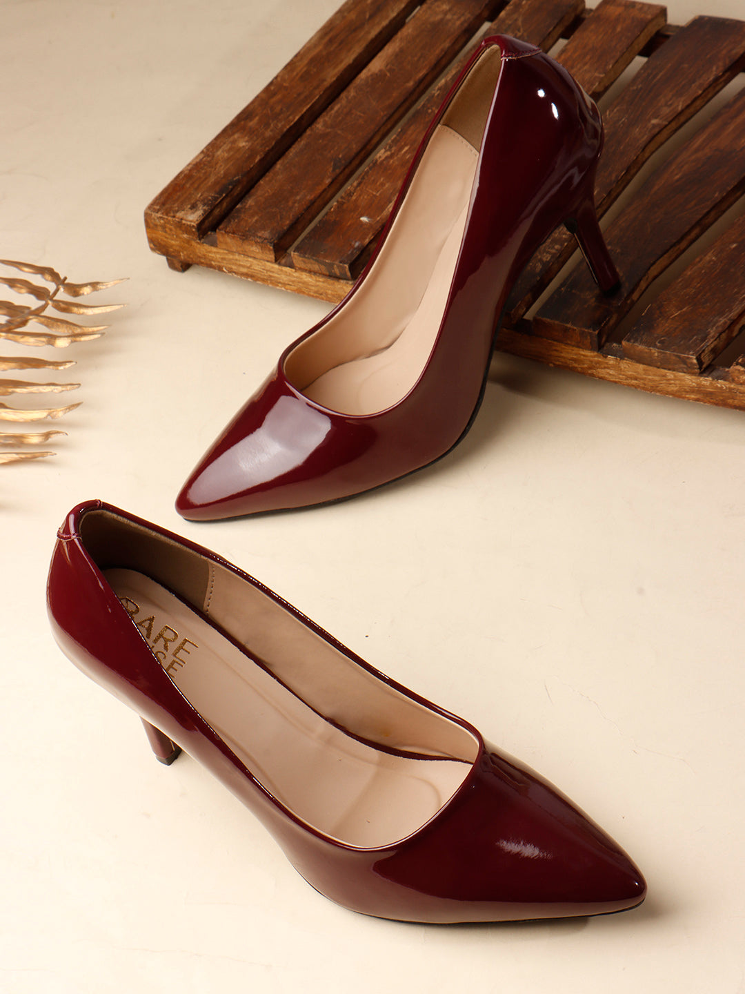 Glazed Pump - Deep Maroon