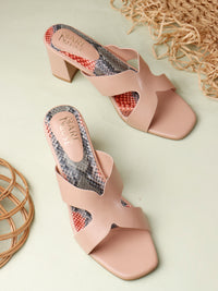 Snake Block Mule - Peach