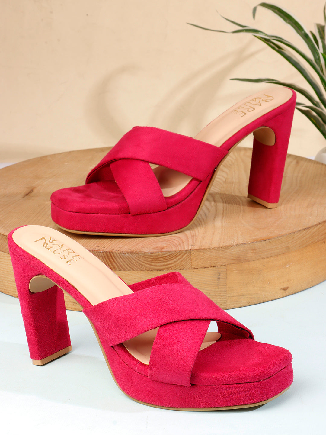Cross Velvet Platform - Fuchsia