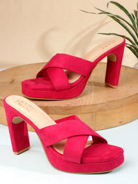 Cross Velvet Platform - Fuchsia