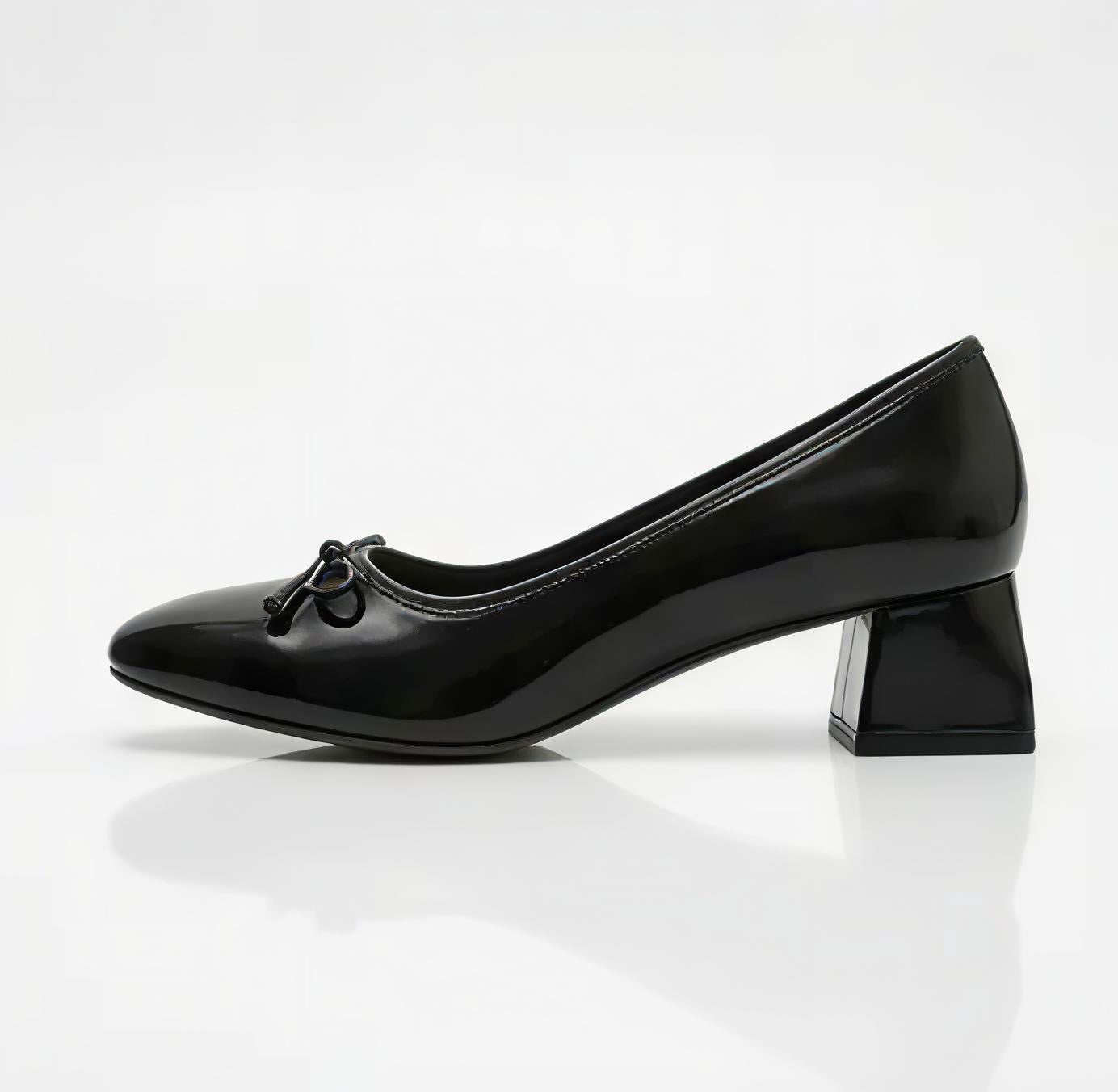 Bow Block Heel Pump - Black