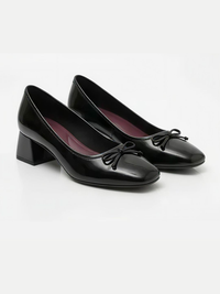 Bow Block Heel Pump - Black