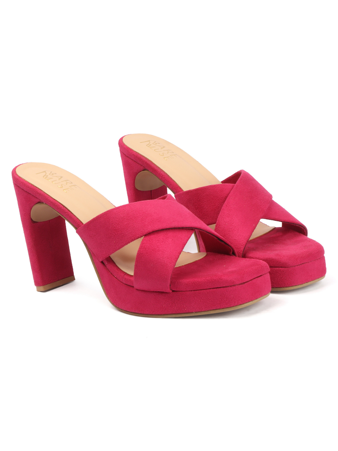 Cross Velvet Platform - Pink