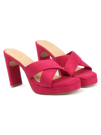 Cross Velvet Platform - Pink