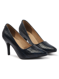 Croc Embossed Pump - Navy