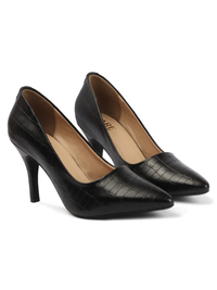 Croc Embossed Pump - Black