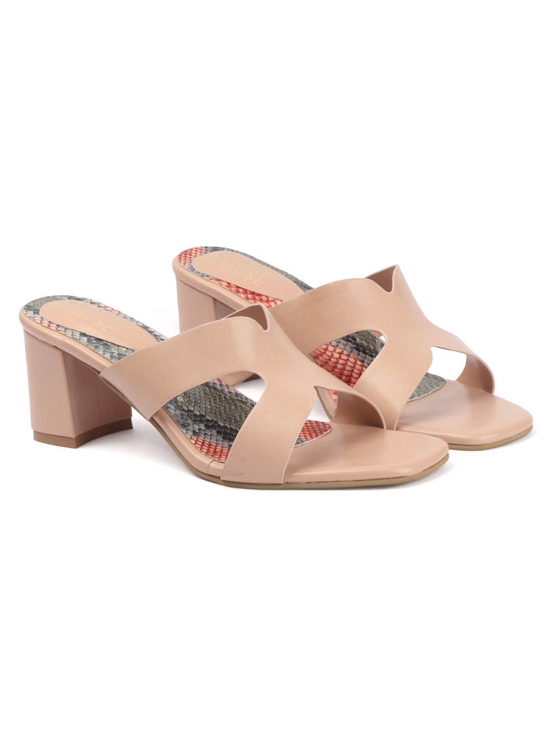 Snake Block Mule - Peach