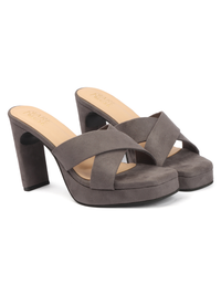 Cross Velvet Platform - Grey