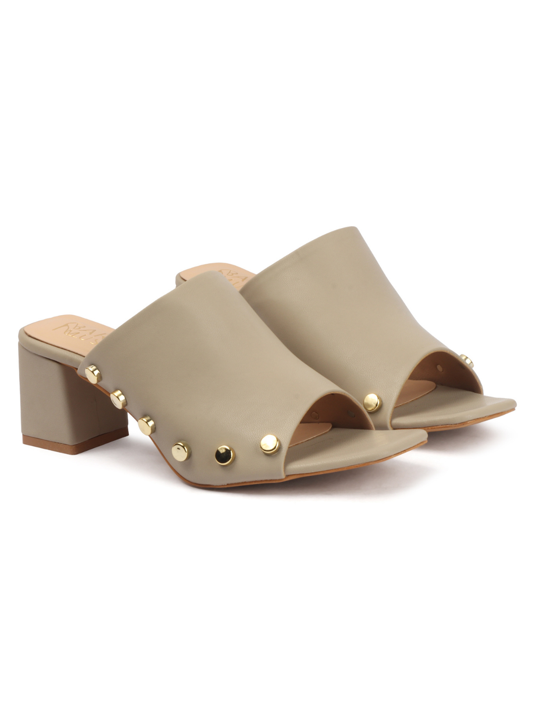 Vamp Stud Mule - Beige